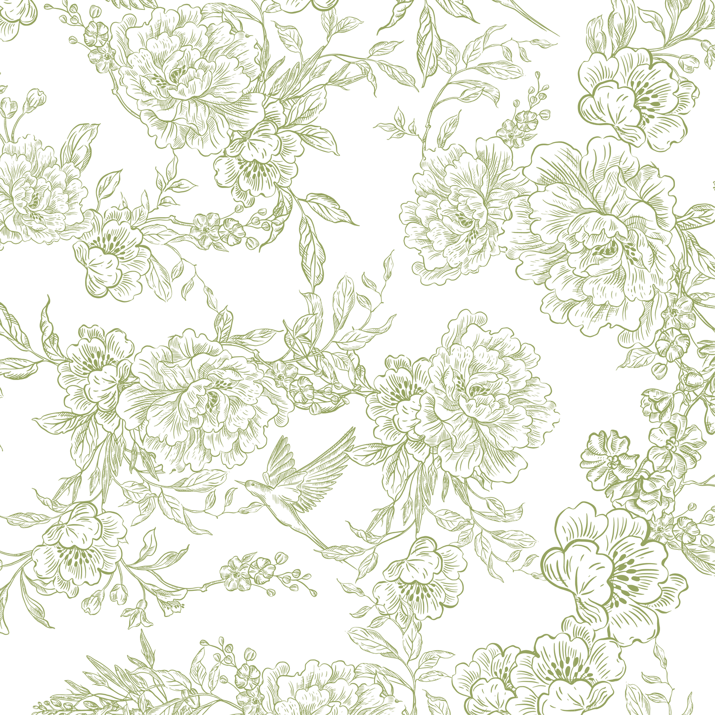 French Toile - Olive